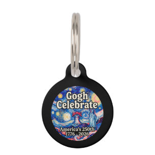 Médaillon Pour Animaux Gogh Célébrer l'Amérique 250e Anniversaire Patriot