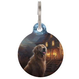 Médaillon Pour Animaux Golden Retriever Halloween Effrayant