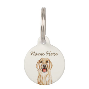Médaillon Pour Animaux Golden Retriever Ivoire Beige