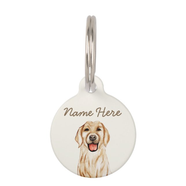Médaillon Pour Animaux Golden Retriever ivoire Beige (Devant)