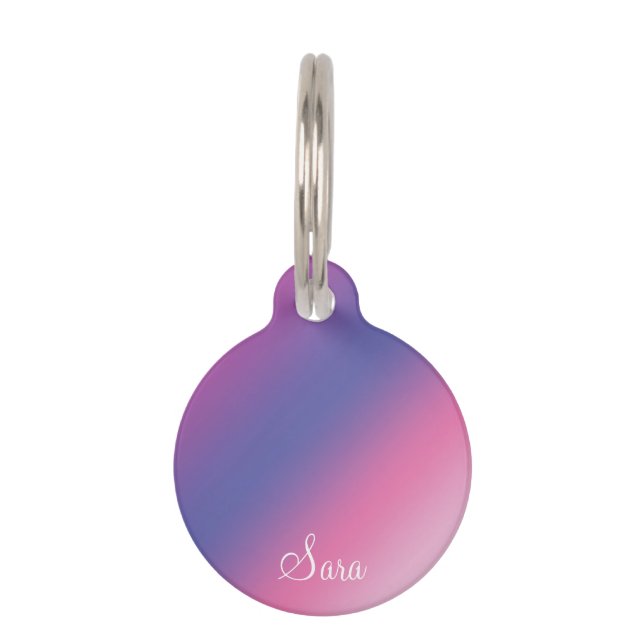 Médaillon Pour Animaux gradient bleu pourpre rose élégant d'ombre coloré (Devant)