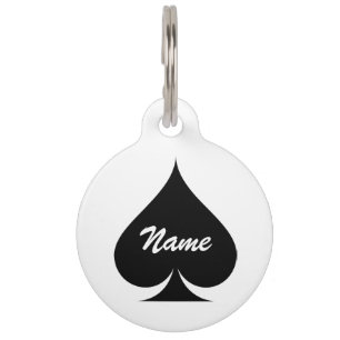 Médaillon Pour Animaux Grand as de pique nom animal tag pour chiens et ch