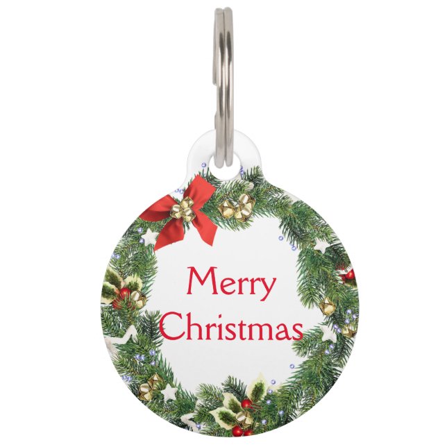 Médaillon Pour Animaux Grand chien de couronne de Noël (Devant)