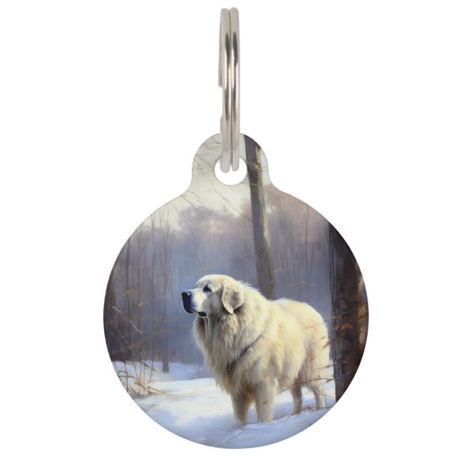 Médaillon Pour Animaux Grands Pyrénées Qu'il neige Noël (Devant)