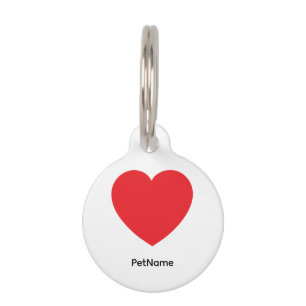 Médaillon Pour Animaux Graphisme Cœur Rouge Blanc Moderne Simple
