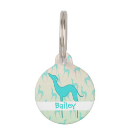 Médaillon Pour Animaux Greyhound whippet silhouette motif Nom du chien