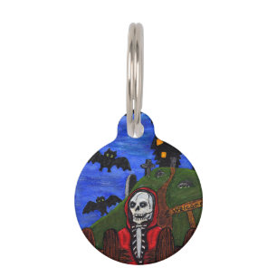 Médaillon Pour Animaux Grim Reaper Squelette Haunted Maison Tombstones