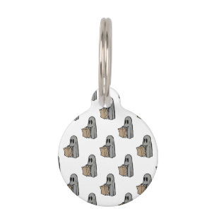 Médaillon Pour Animaux Halloween, Gentil Fantôme Gris, Friandise ou Farce