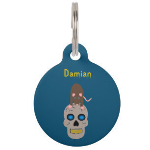 Médaillon Pour Animaux Halloween gothique et crâne personnalisé