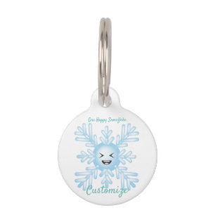 Médaillon Pour Animaux Happy Snowflake Emoticon Thunder_Cove