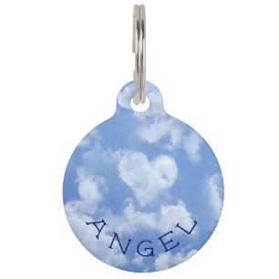 Médaillon Pour Animaux Heart Cloud Ciel mignon Amusant Moderne Bleu Nom P