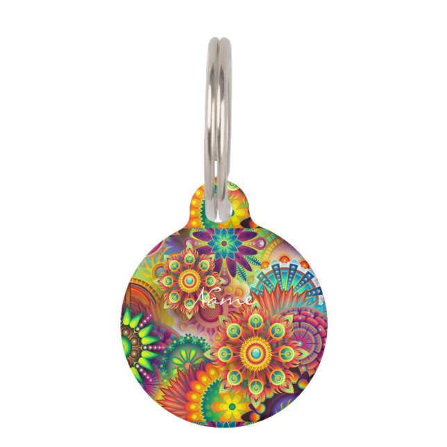 Médaillon Pour Animaux Hippie Super Techno Psychedelic Thunder_Cove (Devant)
