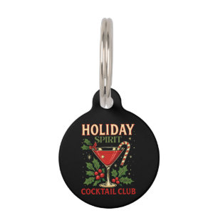 Médaillon Pour Animaux Holiday Spirit Cocktail Club Salutations de Noël