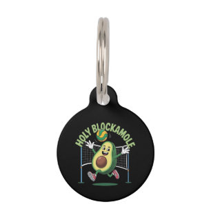 Médaillon Pour Animaux Holy Blockamole Cute Funny Volleyball Avocado Joue
