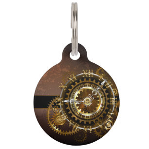 Médaillon Pour Animaux Horloge Steampunk avec des engrenages anciens