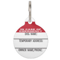ID chien d'urgence adresse temporaire vacances