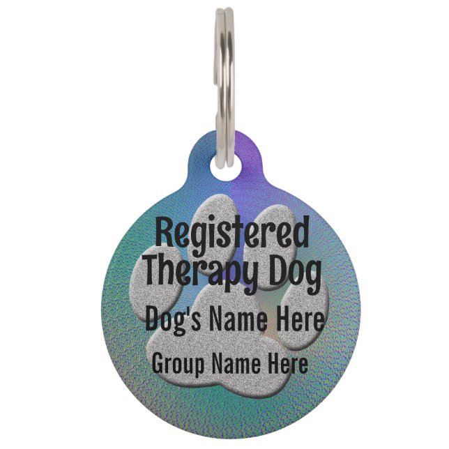Médaillon Pour Animaux ID chien thérapeutique - bleu violet (Devant)