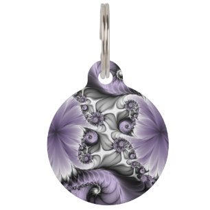 Médaillon Pour Animaux Illusion de lilas Art fractal floral abstrait Fant