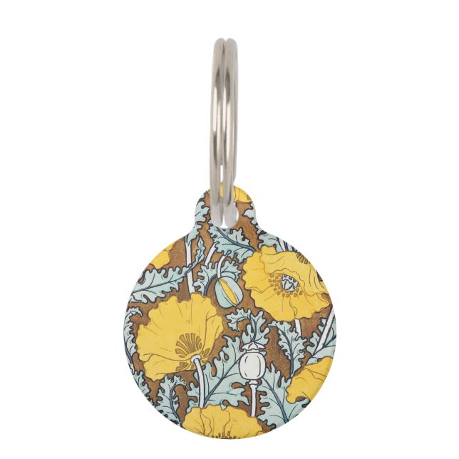 Médaillon Pour Animaux illustration d'art pavot fleur jaune (Devant)