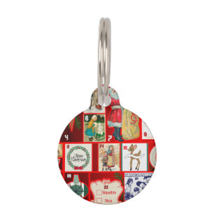 Médaillon Pour Animaux Illustration de bloc de l'Avent de Noël carré