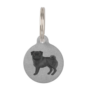 Médaillon Pour Animaux Illustration de dessin animé de chien Carlin noir