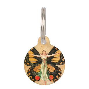 Médaillon Pour Animaux Illustration de femme de Leyendecker papillon Flap