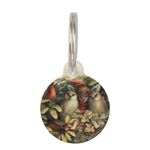 Médaillon Pour Animaux Illustration de la nature des hiboux et des fées e