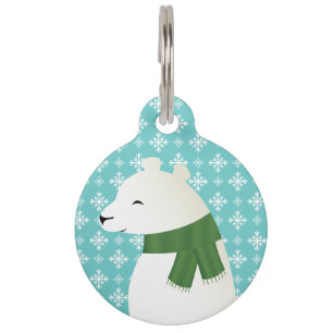 Médaillon Pour Animaux Illustration d'ours polaire d'hiver avec les infor