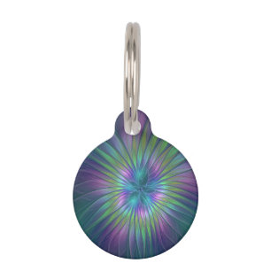 Médaillon Pour Animaux Imaginaire brillant coloré Fleur Abstrait Fractal