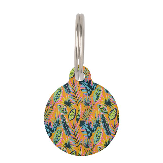 Médaillon Pour Animaux Impression tropicale hawaïenne personnalisée (Devant)