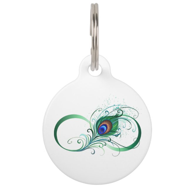 Médaillon Pour Animaux Infinity Symbol with Peacock Feather (Devant)