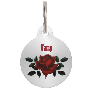 Médaillon Pour Animaux Informations de contact et licence Blood Rose