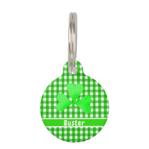 Médaillon Pour Animaux Irlandais Vert En vichy Plaid Motif