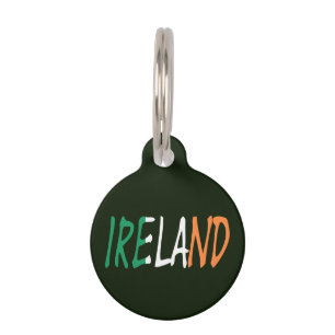 Médaillon Pour Animaux Irlande superposée sur le drapeau irlandais ltt