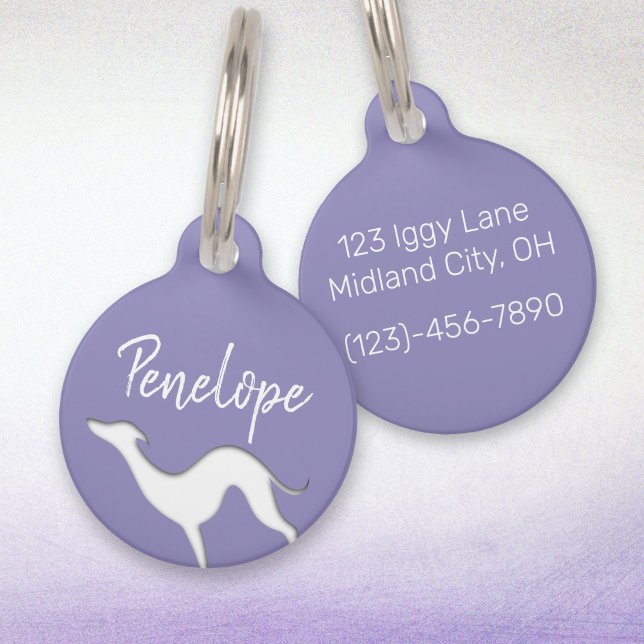 Médaillon Pour Animaux Italien Greyhound Whippet silhouette Personnalisée (Créateur téléchargé)