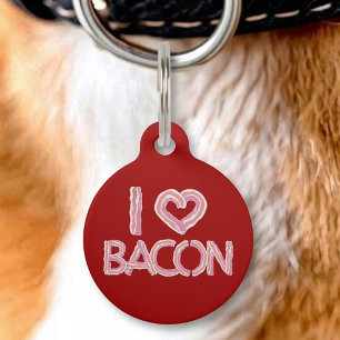 Médaillon Pour Animaux J'adore le Bacon