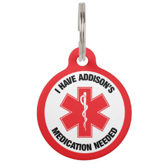 Médaillon Pour Animaux J'ai une alerte médicale d'Addison Médicaments né