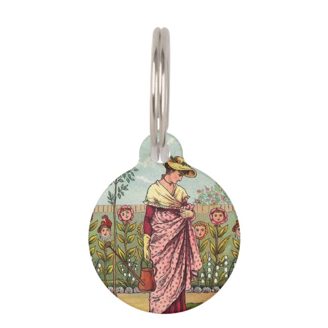 Médaillon Pour Animaux Jardin Cultivation Flower Woman Art Antique (Devant)