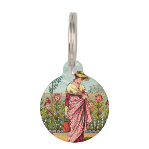 Médaillon Pour Animaux Jardin Fleurir Femme Art Antique