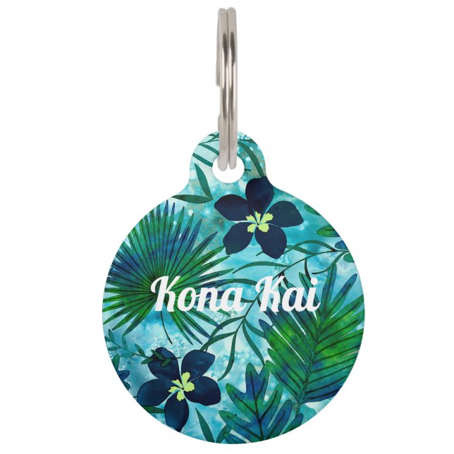 Médaillon Pour Animaux Jardin tropical hawaïen Teal de Nalani (Devant)
