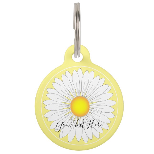 Médaillon Pour Animaux Jaune Assez Petite Faisée Ronde (Devant)
