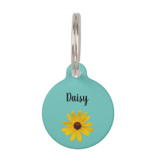 Médaillon Pour Animaux Jaune Daisy Kitty Chat Turquoise tendance