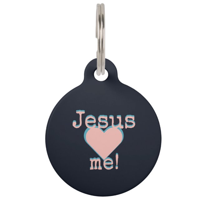 Médaillon Pour Animaux Jésus m'aime  – Collier pour chien – Collier pour  (Devant)