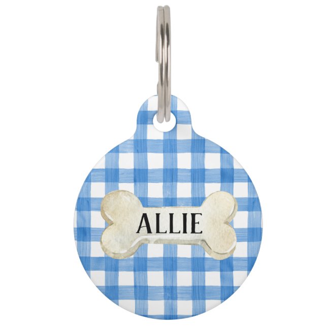 Médaillon Pour Animaux Joli Chien Plaid Personnalisé (Devant)