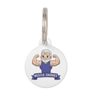 Médaillon Pour Animaux Joli Kawaii Papa Musclé Barbu et Bodybuilder