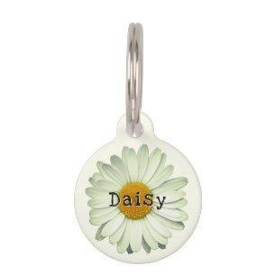 Médaillon Pour Animaux Joli nom de fleur de marguerite Étiquette d'identi