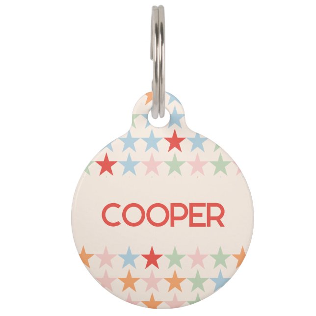 Médaillon Pour Animaux Joli pastel star motif avec chien de nom (Devant)