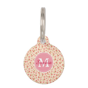 Médaillon Pour Animaux Jolie adorable cerise et fleurs en monogramme gira