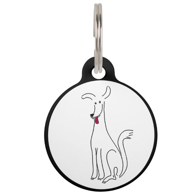 Médaillon Pour Animaux Joyeux chien de dessin animé blanc (Devant)