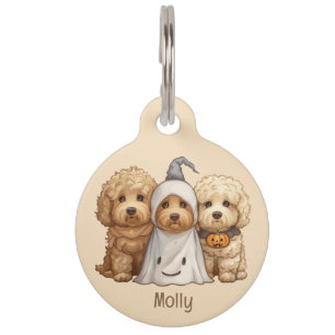 Médaillon Pour Animaux Joyeux chien d'Halloween Goldendoodle